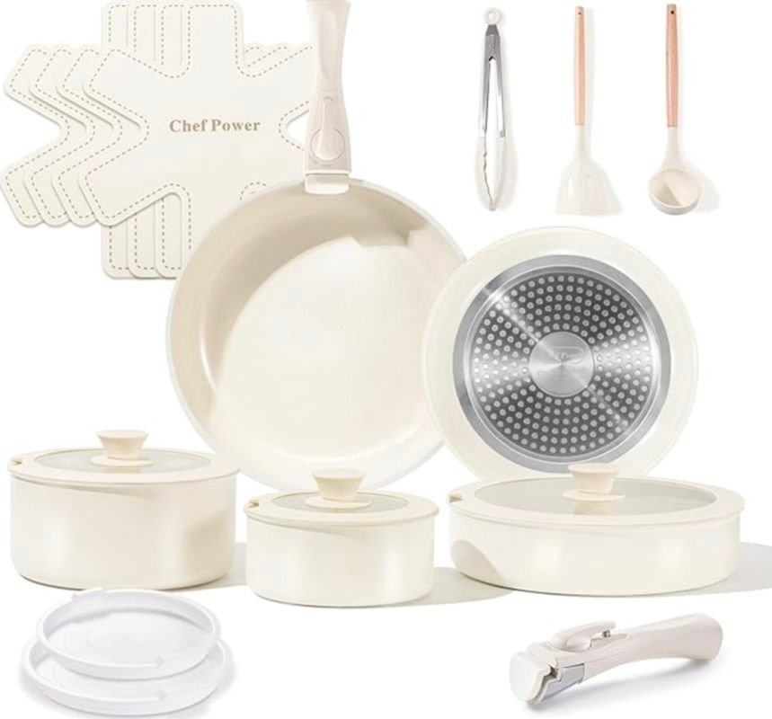 a set of white cooking utensils